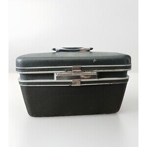 Vintage SAMSONITE Silhouette Vanity Beauty Train Case Dark GRAY 1960's